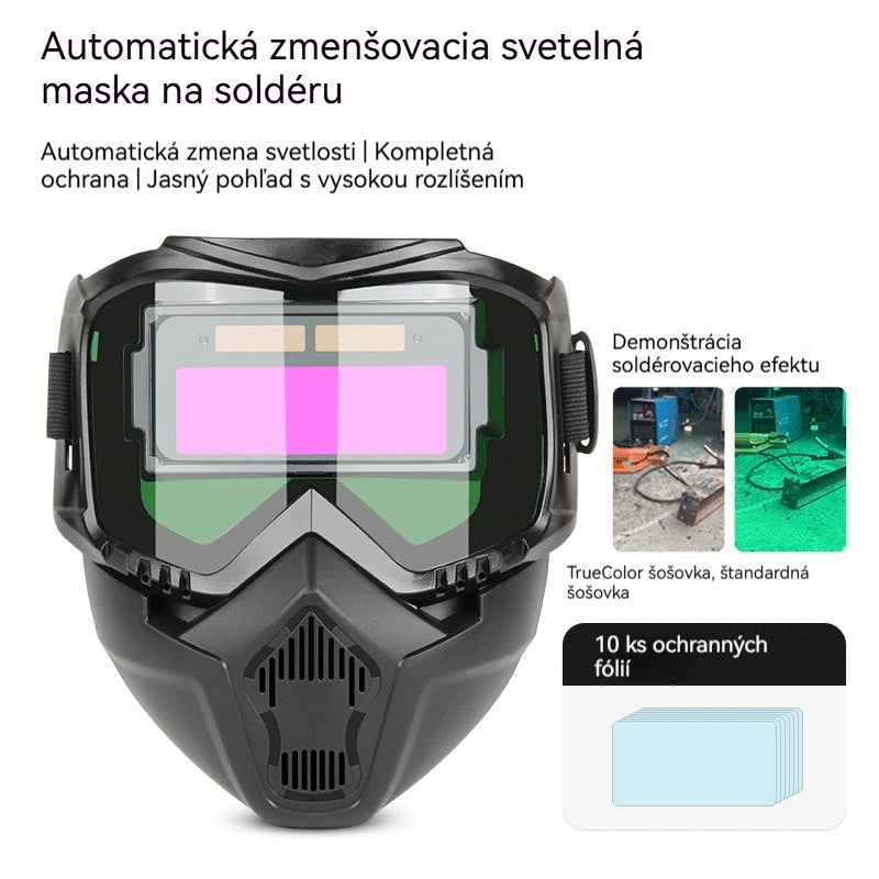 😎 W pełni automatyczna maska spawalnicza z ochronną osłoną i regulacją natężenia światła dla spawaczy