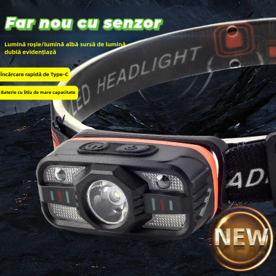 💥🌟💡Lanternă frontală LED cu inducție și încărcare inteligentă prin USB 3836379