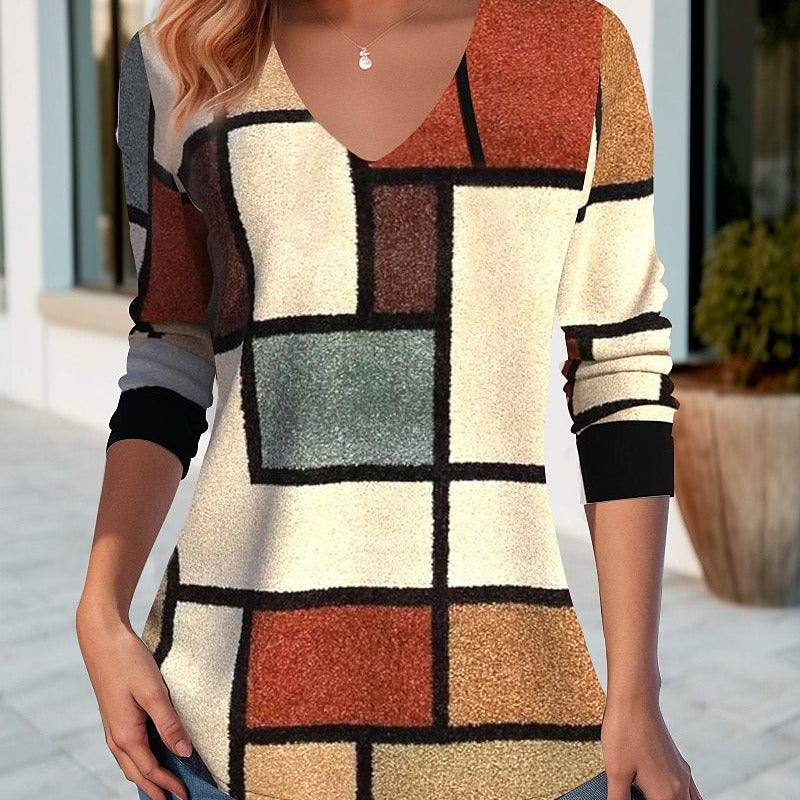 🔥【S-5XL】🌸 Camiseta de cuello en V de otoño para mujer: elegante y cómoda