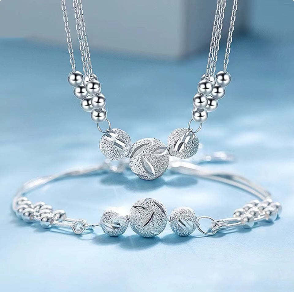 💜Oferta especial🔥【Collar + Pulsera】✨Conjunto de collar y pulsera de plata grabada 3913992