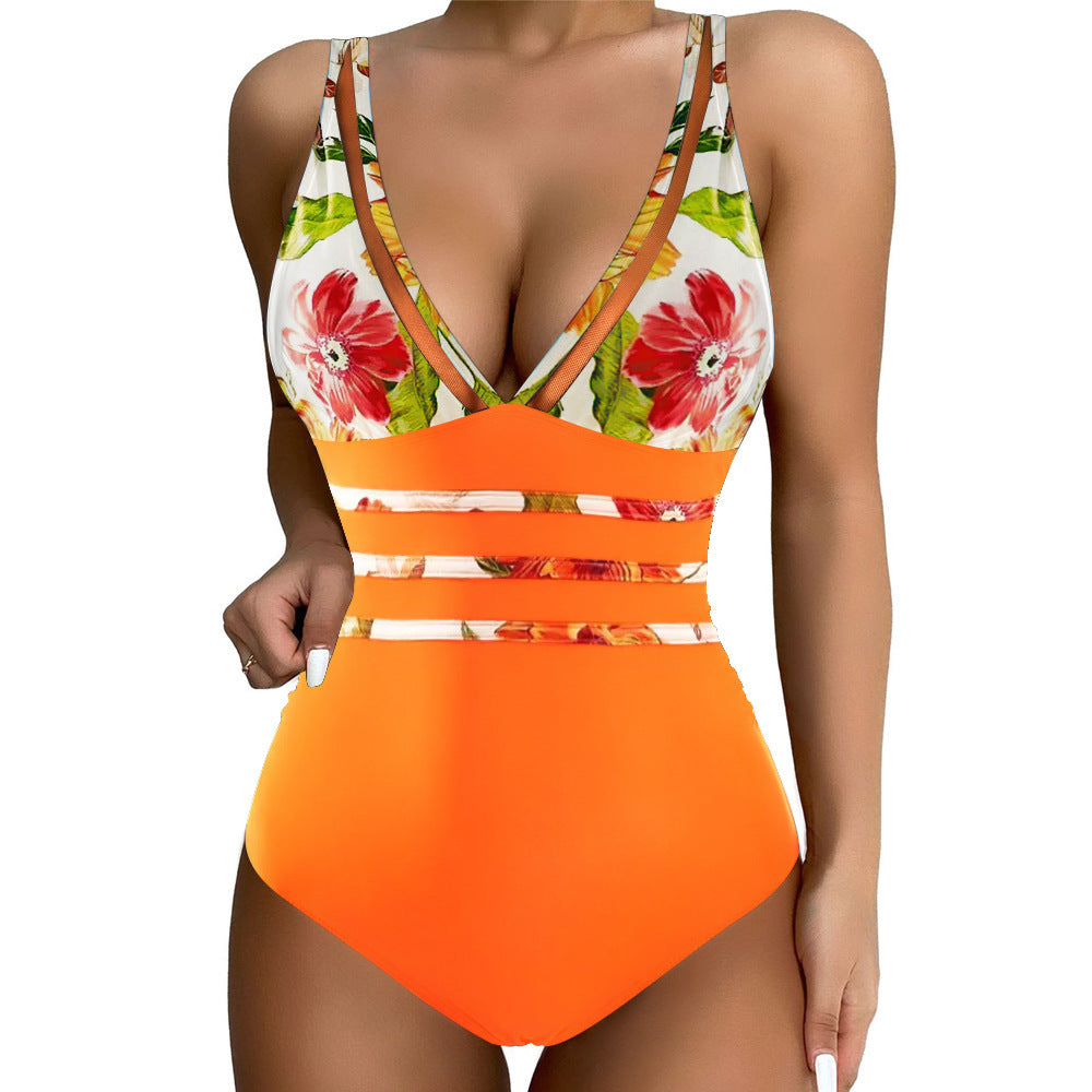 🩱✨【Nová ponuka produktov】🤩2025 Nové sexi sieťované jednodielne plavky módne s potlačou jednodielne bikiny