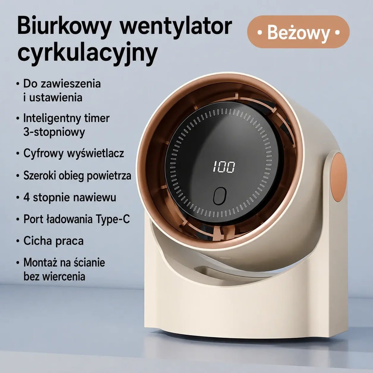 🧊🍃 Nowy bezłopatkowy wentylator turbinowy na biurko (możliwość montażu na ścianie)