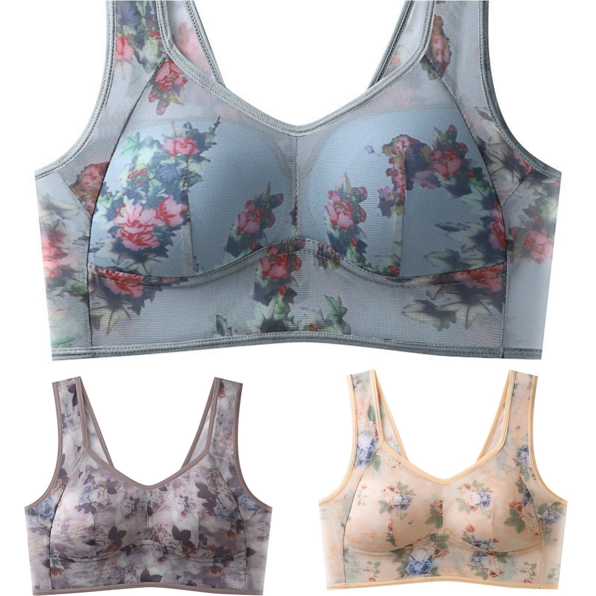 💎✨【Pachet de 3】Sutien push-up de înaltă calitate, sutien din mătase rece și confortabil