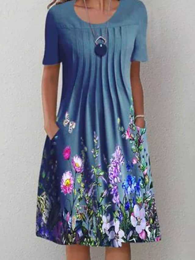 🌸🦋Nové dámské šaty s kulatým výstřihem a potiskem(S-3XL)3705260
