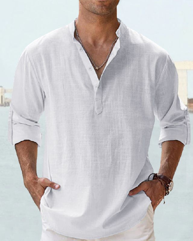 🤩【S-5XL】Tricou casual bărbătesc cu mânecă lungă, din bumbac și in 3705660