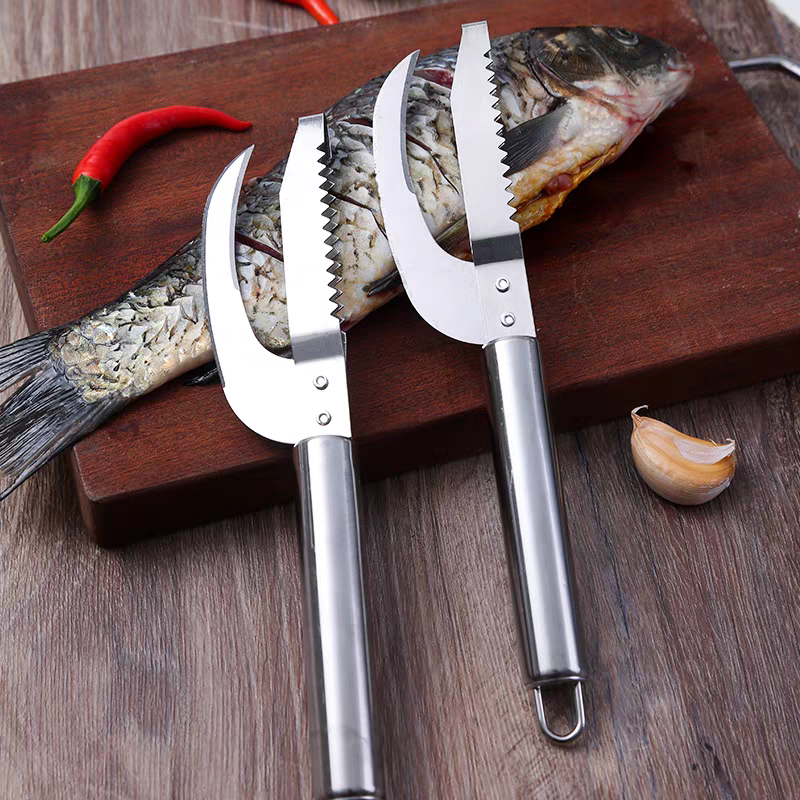 🍲🐟【Ponuka 2 kusov】Viacúčelový nôž z nehrdzavejúcej ocele na efektívne zoškrabovanie rybích šupín