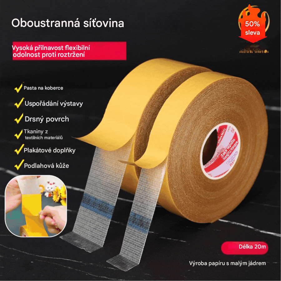 【5/10/20 metrů】👍 Oboustranná multifunkční síťovaná páska, silná přilnavost, nezanechává žádné zbytky lepidla