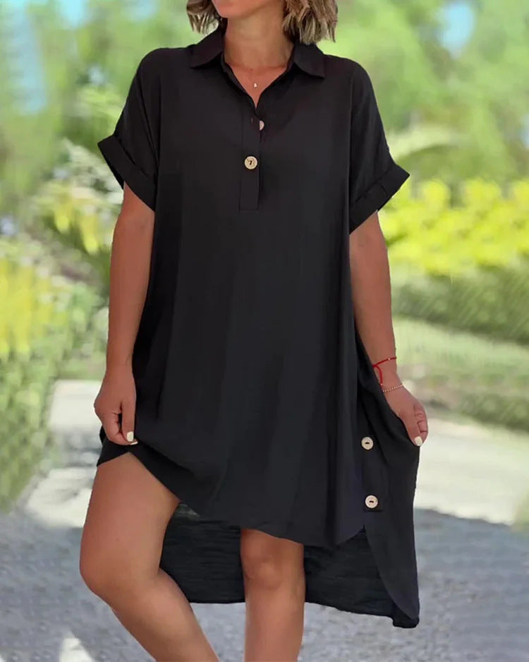 🔥👗【S-5XL】Rochie casual din șifon, culoare uni, pentru femei, nouă 2025, respirabilă și confortabilă