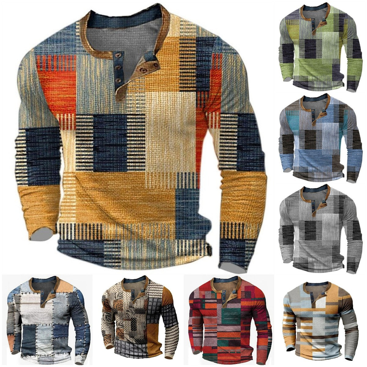 🔥🔥【Polovičná cena za druhý kus】Nová pánska polokošeľa s dlhým rukávom veľkej veľkosti s potlačou【S-4XL】 3829131