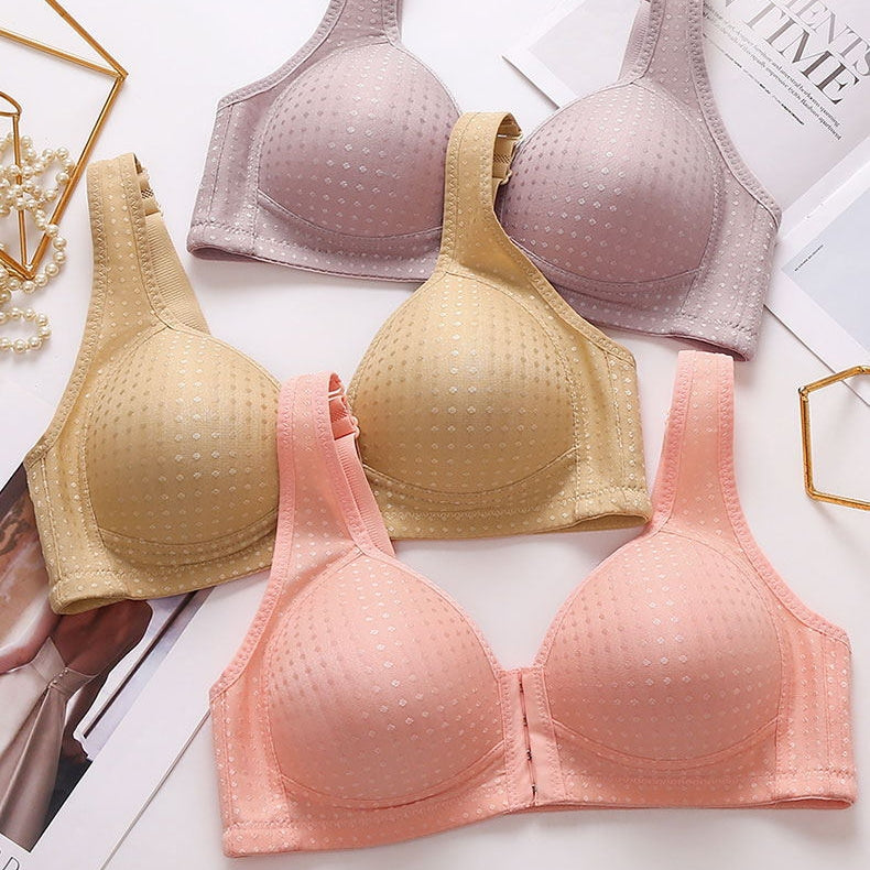 👙🎉Reducere mare 【Set 4 piese】 【40-100KG】 Sutien subțire, cu închidere frontală, push-up, fără inel de oțel