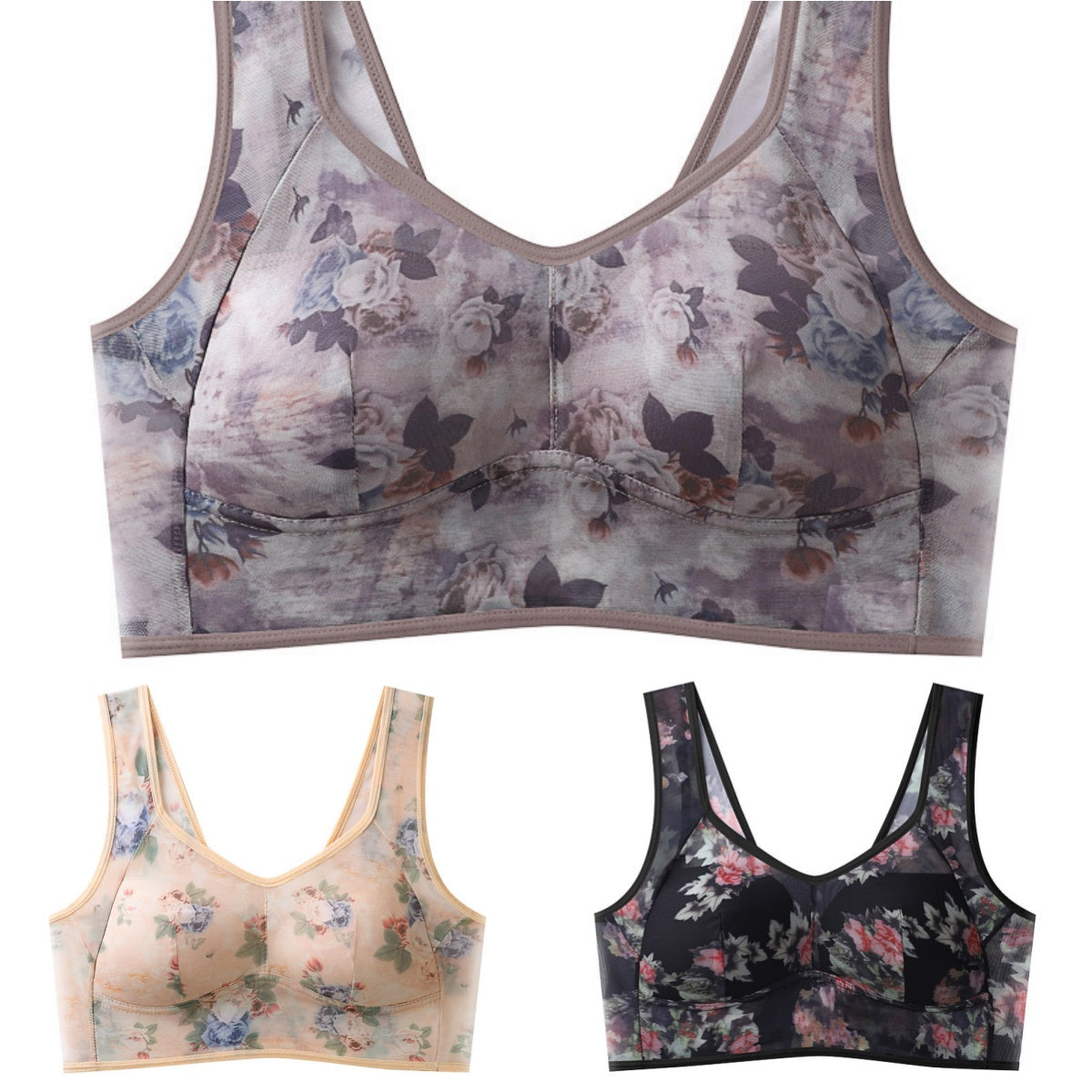 💥【Pachet de 3】Sutien push-up de înaltă calitate, sutien din mătase rece și confortabil