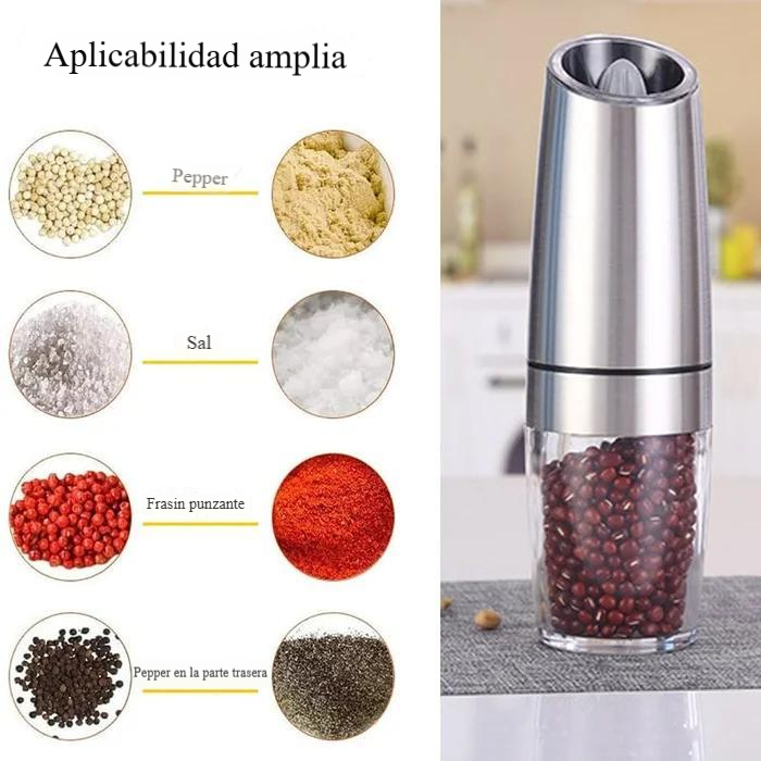 🔥【Acero inoxidable seleccionado】🔥🌲 Molinillo automático de sal y pimienta por inducción por gravedad
