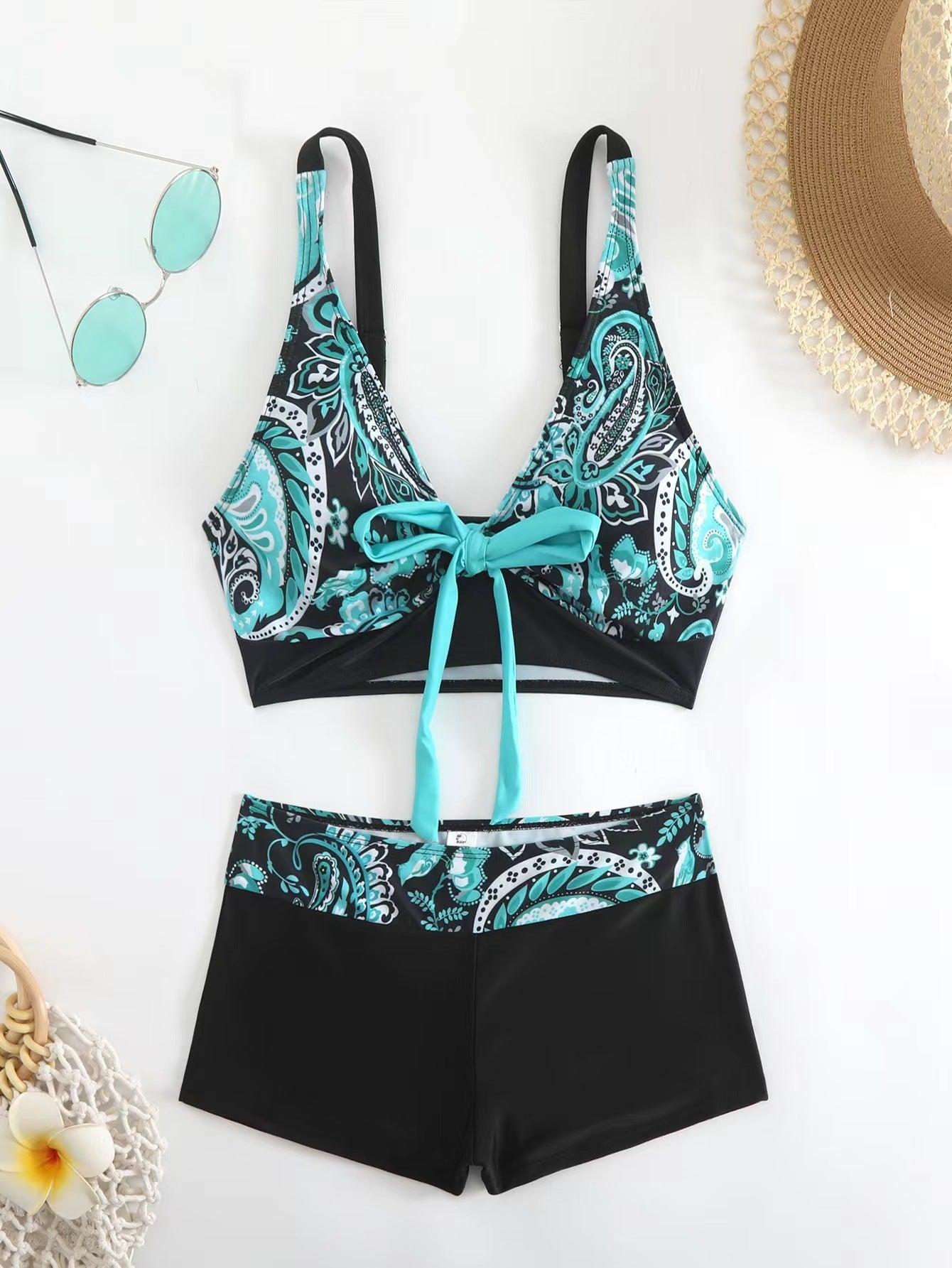 🏊👙【Kúp 1 a 1 dostaneš zadarmo】【S-5XL】🌴 Letné nové elegantné veľké plavky s potlačou, rýchloschnúce dvojdielne plavky