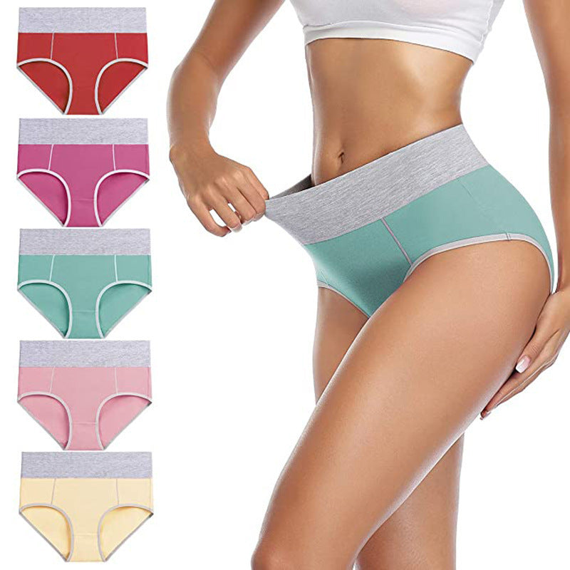 【5 piezas】 Ropa interior antibacteriana de puro algodón con cintura alta y absorción de humedad.