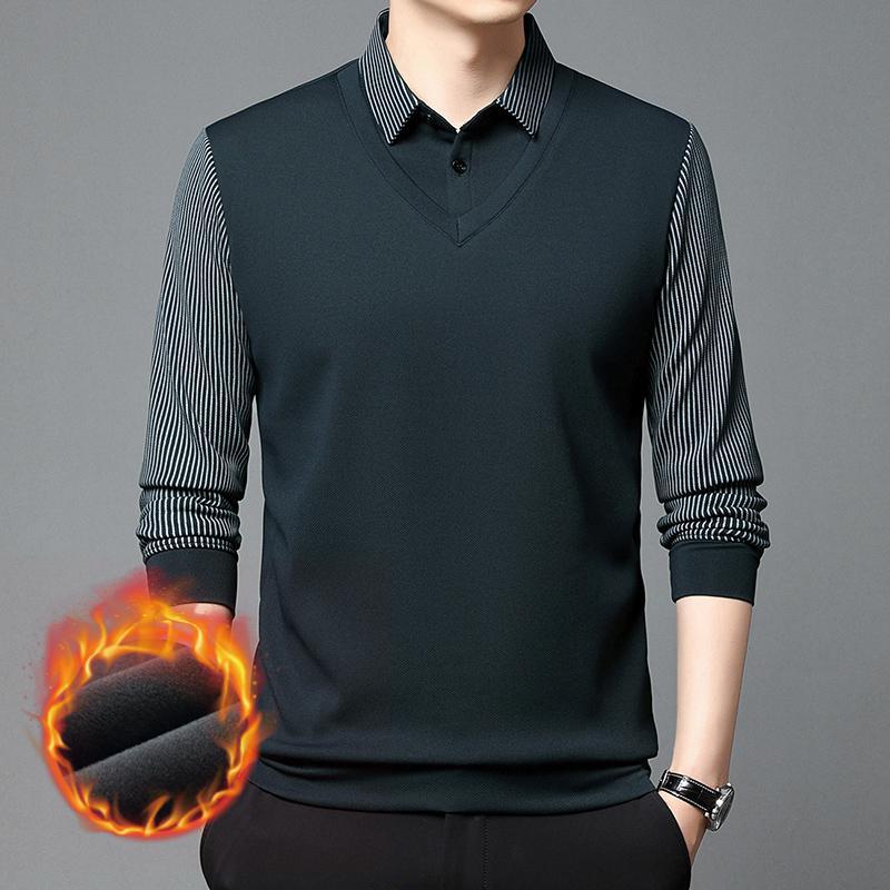 👔Pulover bărbătesc din fleece, gros și cald, din chenille artificială, format din două piese 3752015