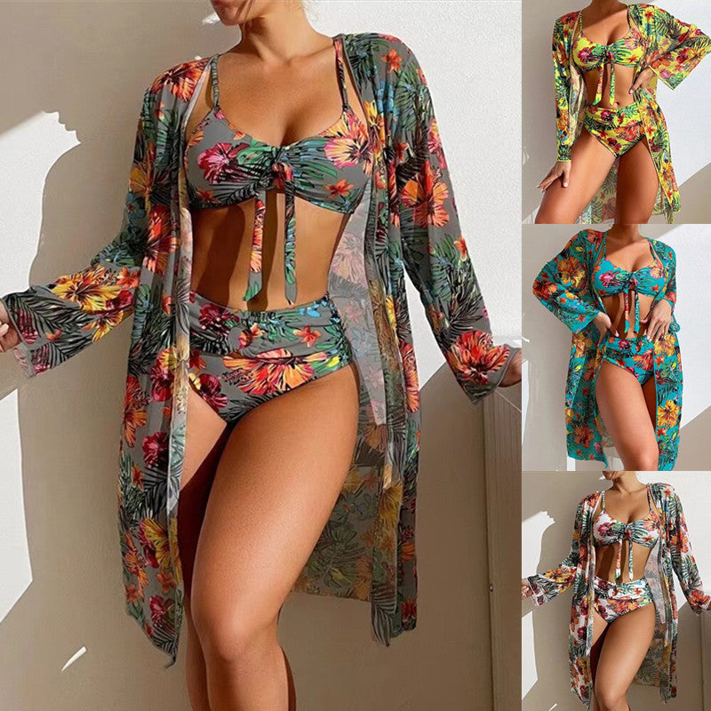 👙☀️【Kúp 1 a získaj 1】【S-2XL】 Nová trojdielna súprava šatkových plaviek 2024