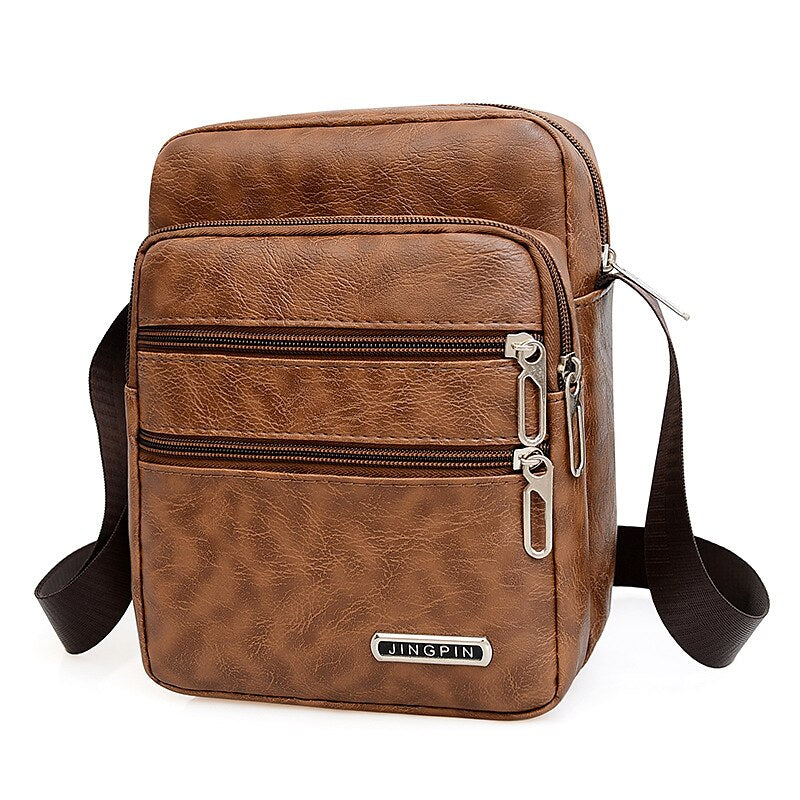 Bolso de hombro para hombre, nuevo, de piel auténtica, de alta calidad y gran capacidad.