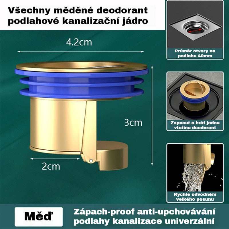 🔥Kupte 1, získejte 1 ZDARMA!🔥 Univerzální mosazná podlahová vpust s protizápachovým deodorizačním jádrem 🚿✨
