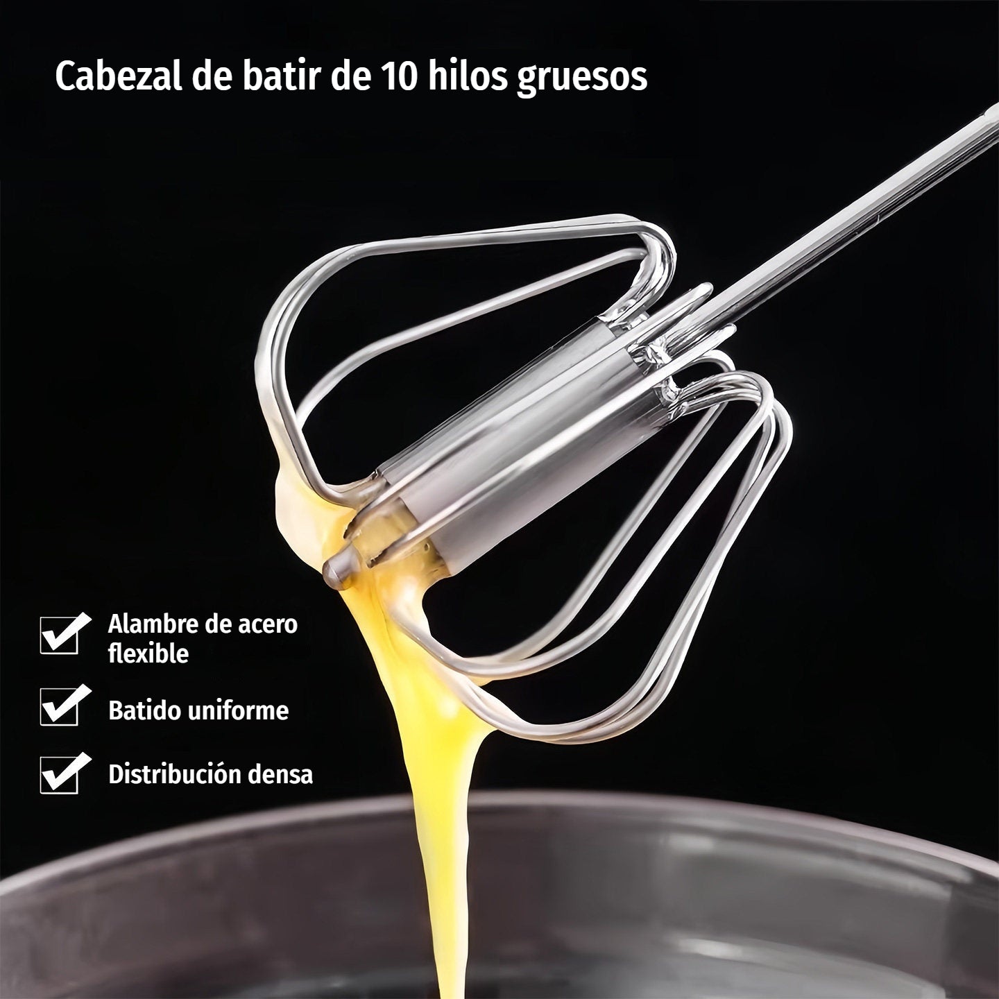 30€【 Conjunto de 2 piezas】Batidor de huevos semiautomático de acero inoxidable