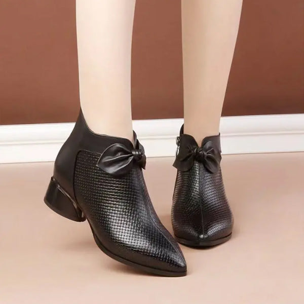 👠【35-40】Ghițe de damă cu talpă groasă, din piele, stil retro, toamna și iarna 2025