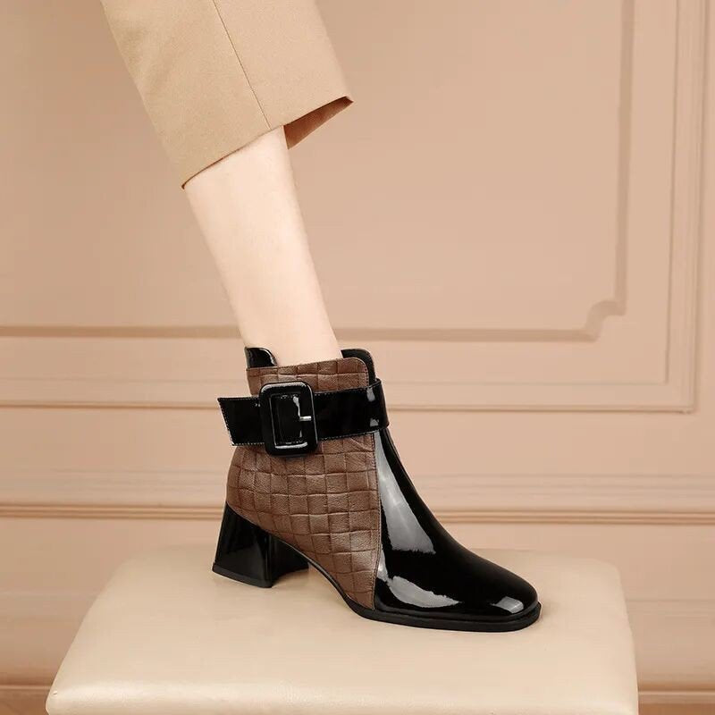 【35-40】👞 Dámske topánky s textúrou so štvorcovou špičkou 3757857