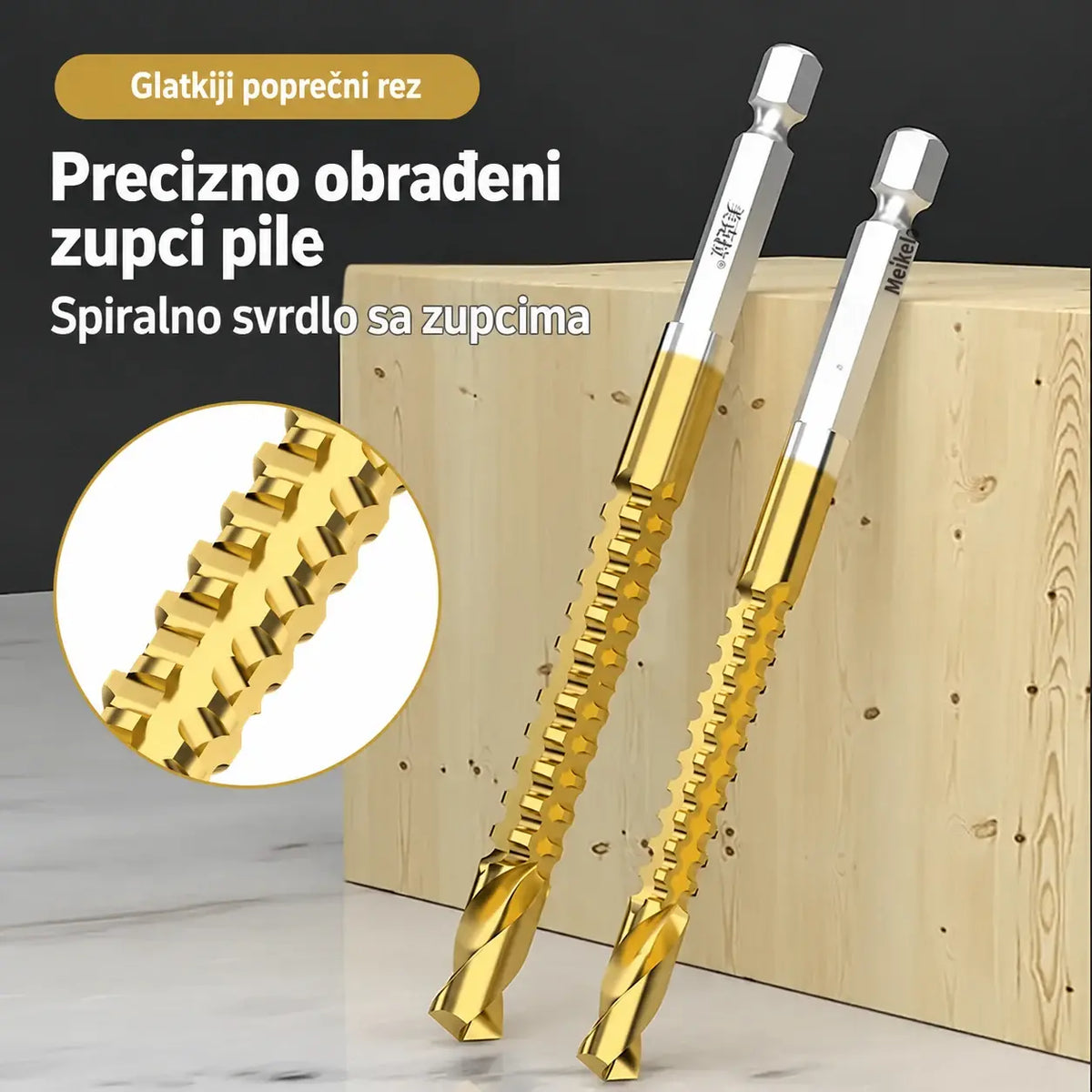 🛠️🔧 (6 komada) Spiralna svrdla od brzoreznog čelika s titanijskim premazom 2 u 1 – šesterokutni prihvat, pogodna za bušenje i izradu utora u drvu i metalu 🔩