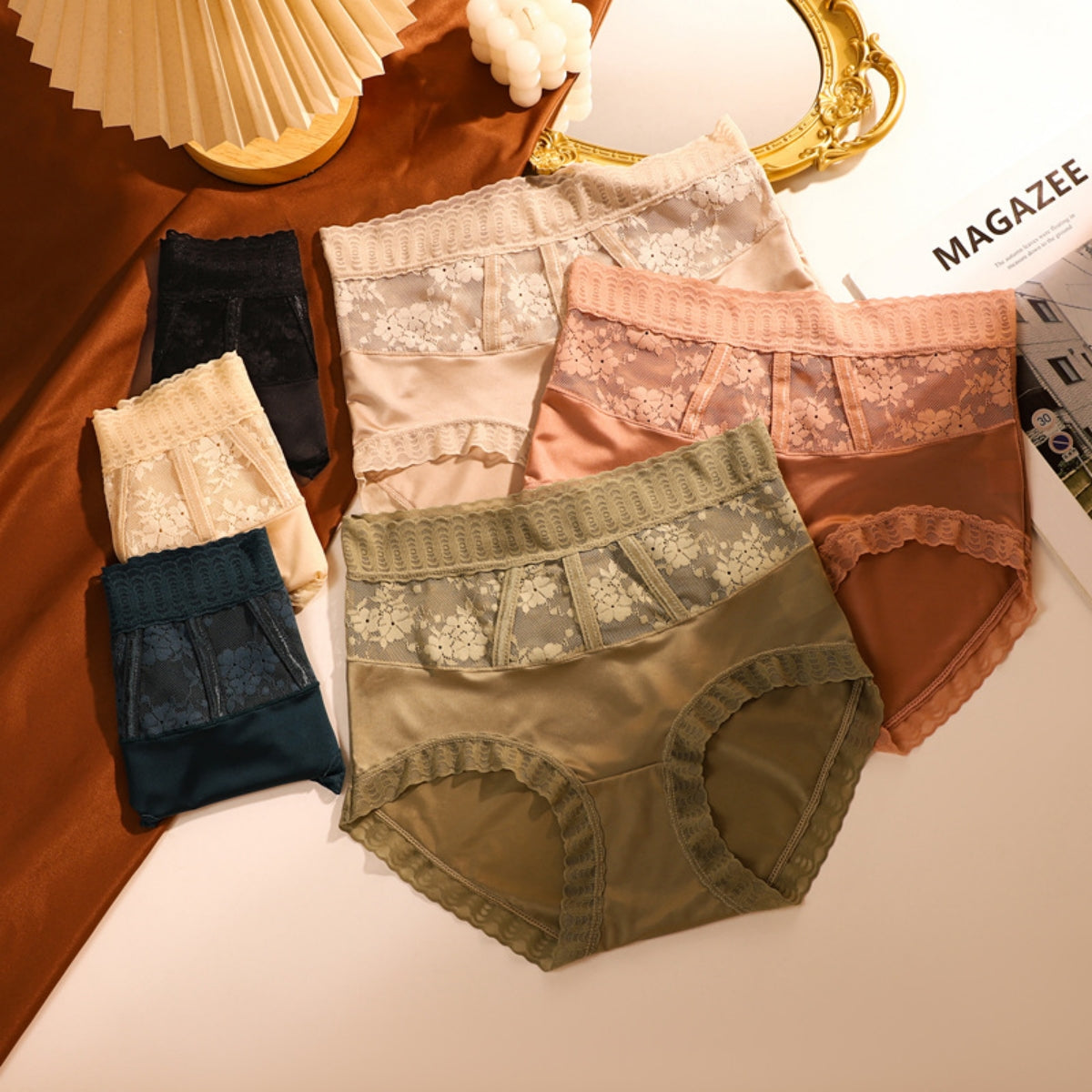 ✨🩲【6 kusov】Dámske bikiny s elastickým pásom a elegantnou čipkou - Vyrobené z chladivého ľadového hodvábu, s antibakteriálnymi a priedušnými vlastnosťami. Ľahkosť, pohodlie a štýl na celý deň!
