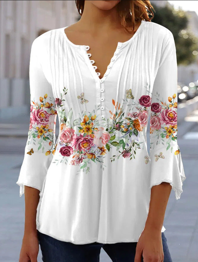 🎉Sorpresa 🎉【Oferta por tiempo limitado】 Camiseta de cuello en V de moda para mujer 【S-5XL】