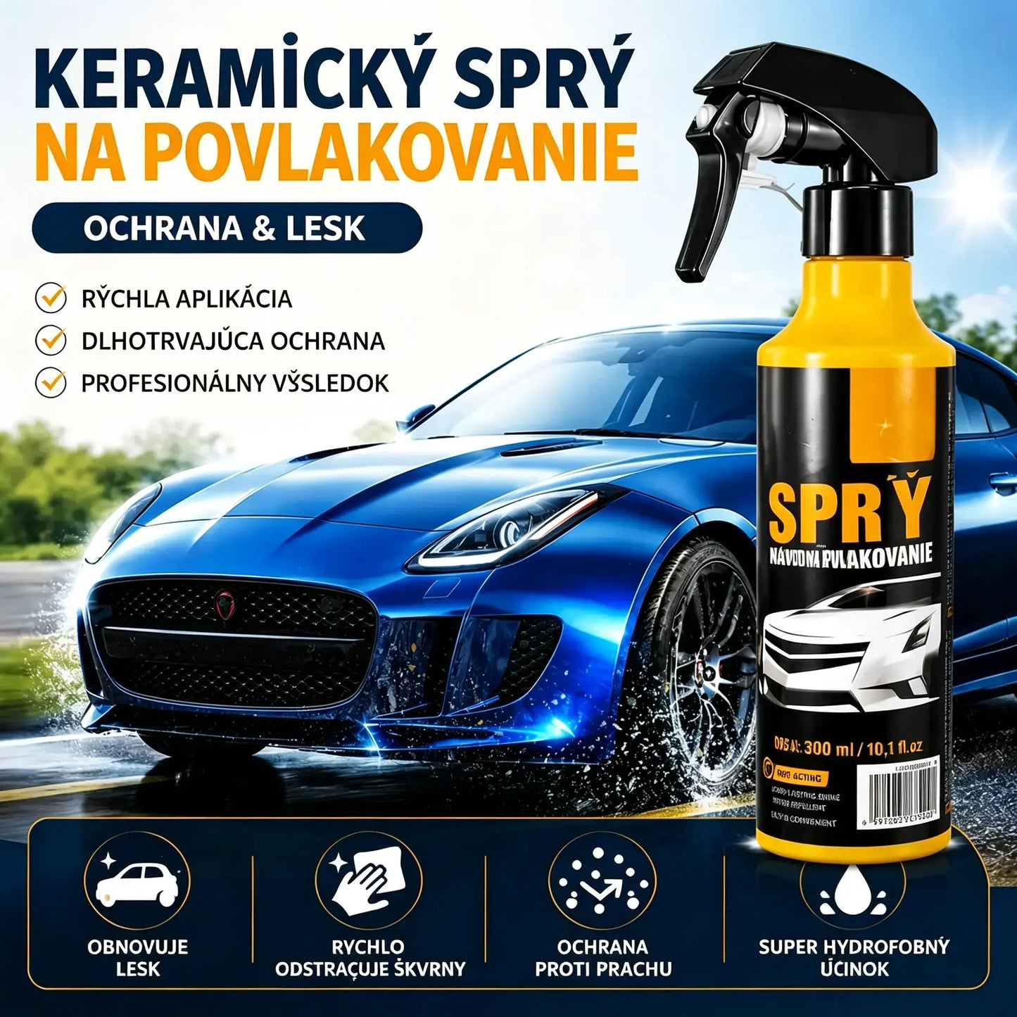 Nanohydrofóbny náter v spreji pre autá
