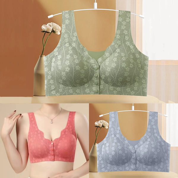 😍【3 kusy】Dámska podprsenka s kosticami s predným gombíkom 3852546