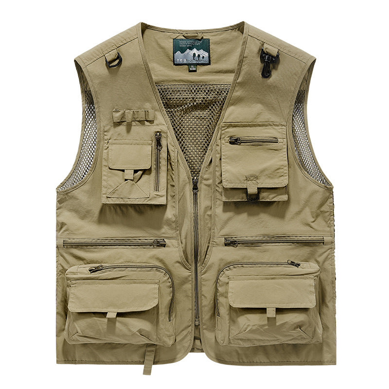 🔥🔥【L-5XL】Chaleco Casual de Malla para Hombre, Multibolsillos Secado Rápido para Pesca y Exterior