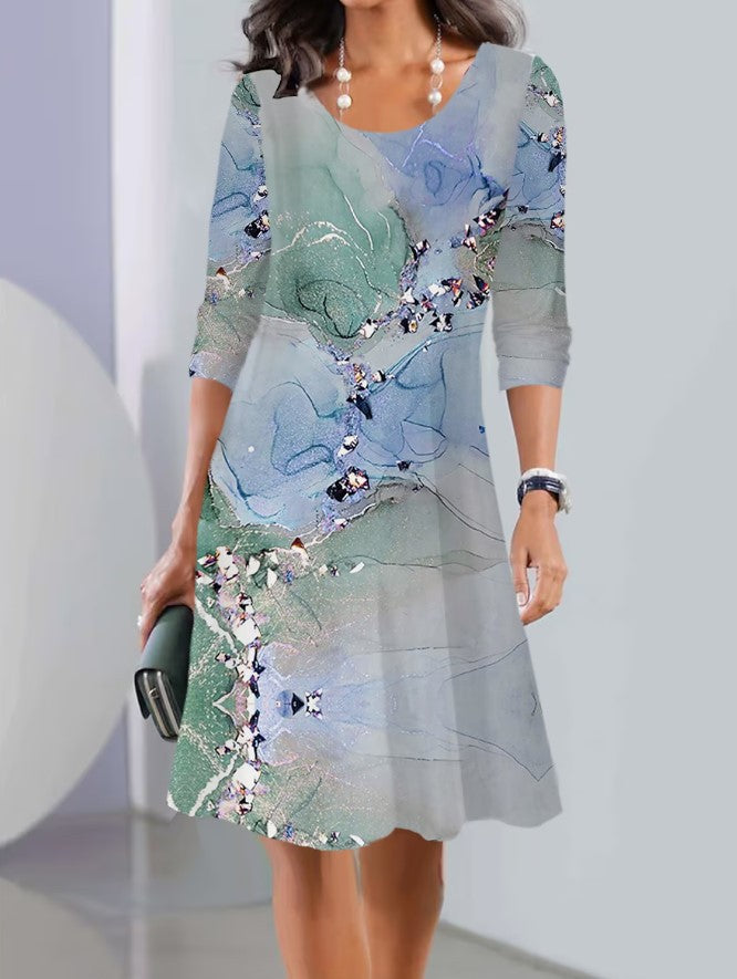 🌼👗【S-5XL】Nové jesenné midi šaty s okrúhlym výstrihom a dlhým rukávom 3713727