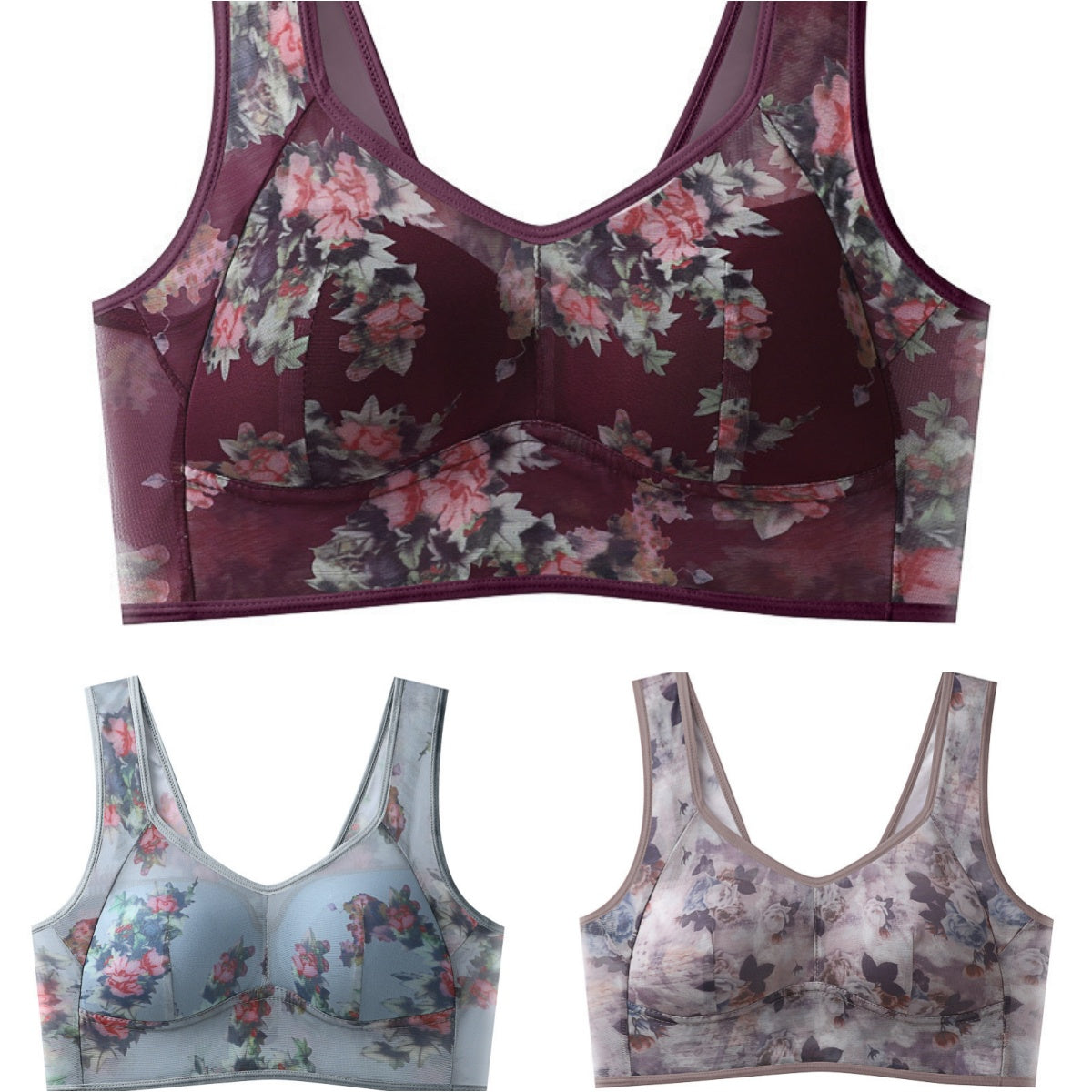 💥【Pachet de 3】Sutien push-up de înaltă calitate, sutien din mătase rece și confortabil