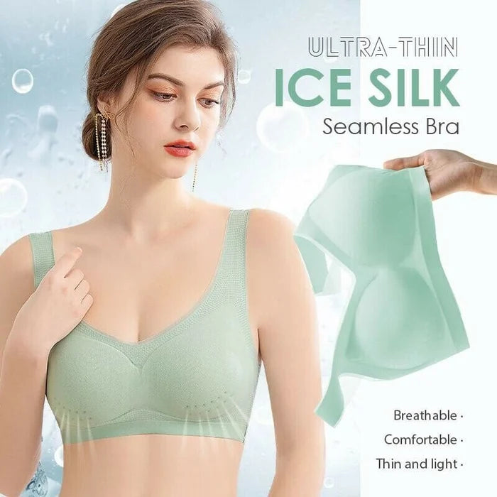🌟【1 set = 3 bucăți】Sutien push-up fără cusături din mătase glacială 2025 ❄️Super confortabil | Potrivit pentru 40-120 kg | Confortabil și respirabil