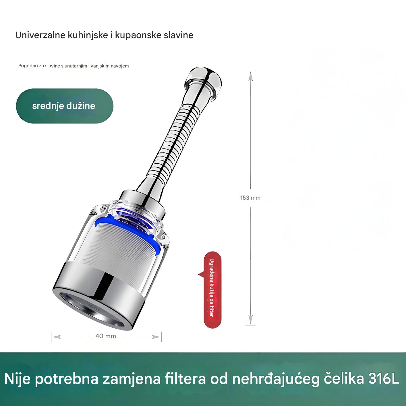 ✨💦【Kupi 1, dobiješ 1 gratis】Univerzalni aerator-filter s međuspojem od nehrđajućeg čelika
