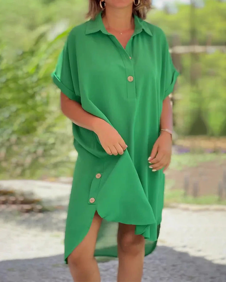 🔥👗【S-5XL】Rochie casual din șifon, culoare uni, pentru femei, nouă 2025, respirabilă și confortabilă