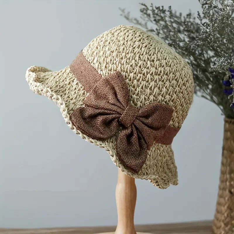 🎀🎀 50% DE DESCUENTO 👒 | Sombrero de paja con lazo retro – Plegable y transpirable para el verano