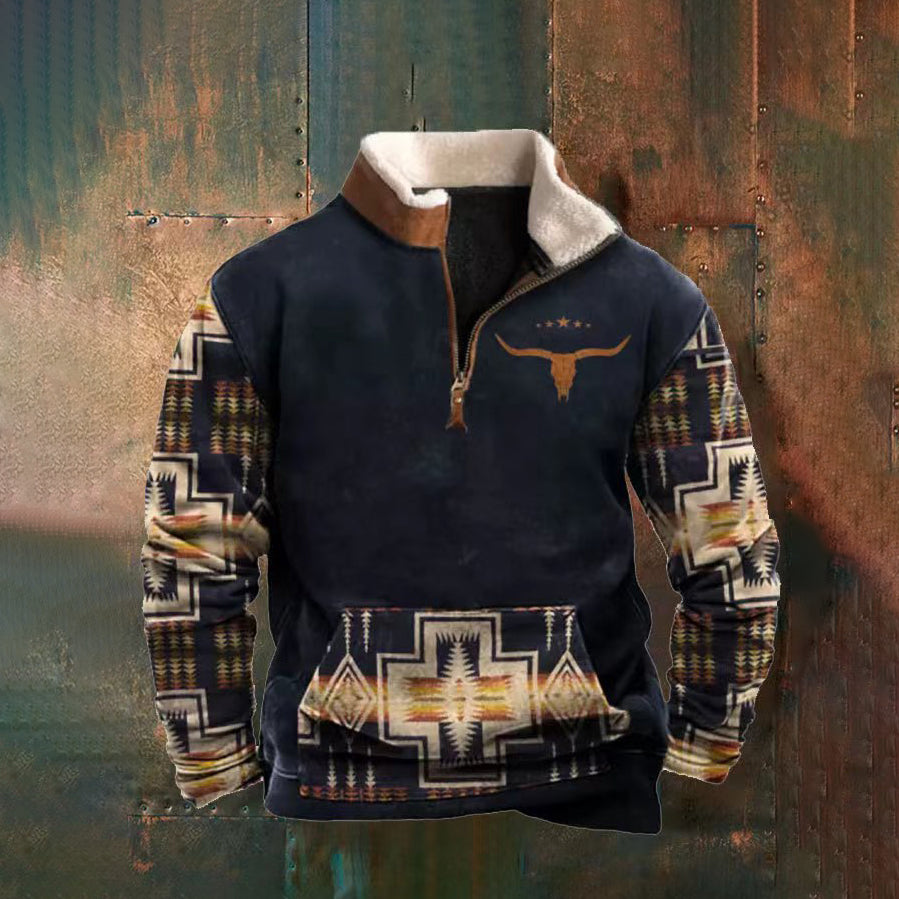 👕【Reducere 50%】【S-4XL】Pulover bărbătesc călduros cu mânecă lungă și imprimare 3D, la moda toamnă-iarnă 2024 3801584