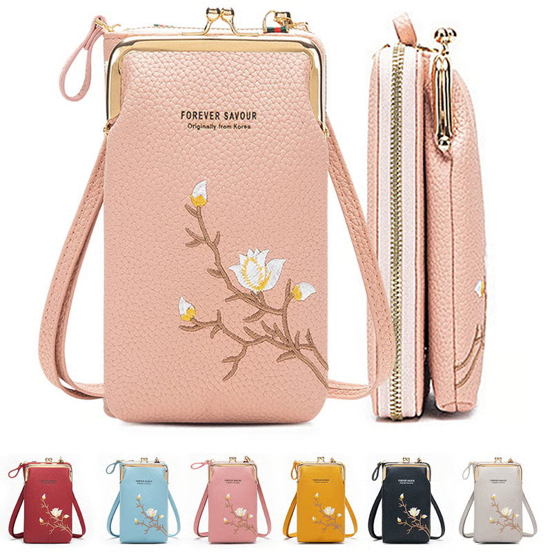 🔥Ponuka posledného dňa - zľava 49 %👜 Cartera cruzada para mujer en piel de vacuno con bordado y correa para el hombro 2025🎁