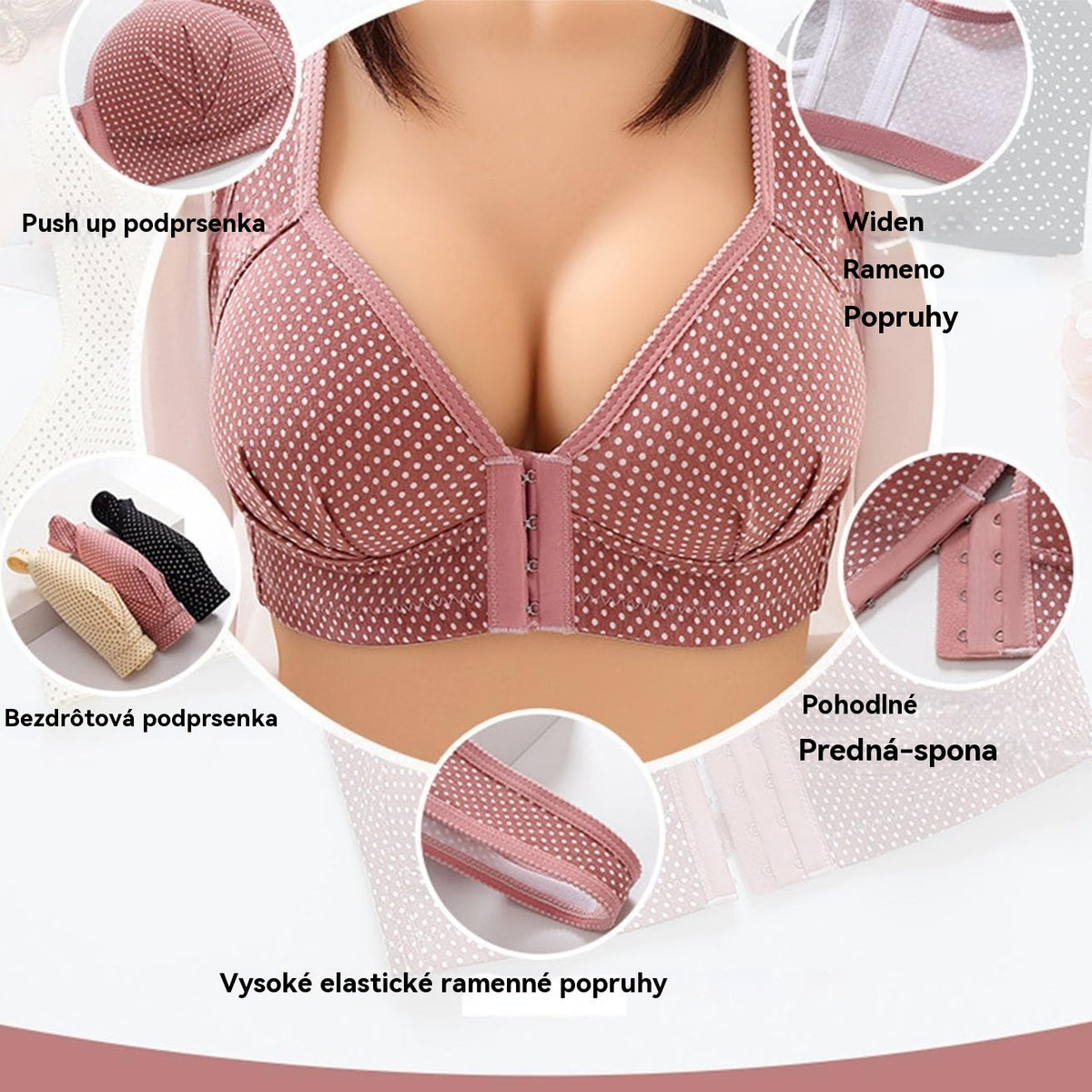 💥【Časovo obmedzená špeciálna ponuka -3/6ks】【49-120KG】Vysoko kvalitná, módna a sexy push-up podprsenka