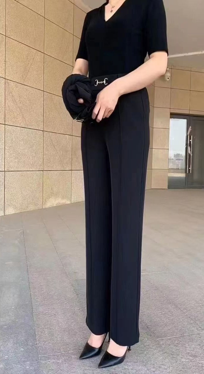 👑🌼【M-4XL】Pantaloni drepți de vară pentru femei, de înaltă calitate, stil nou 2025, răcoriți și respirabili