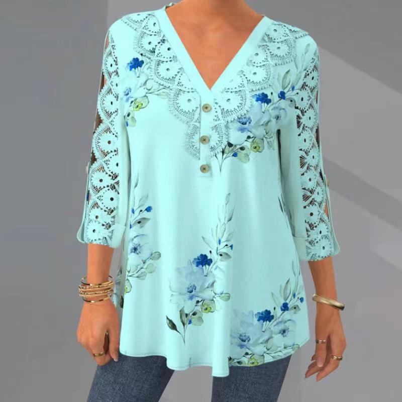 👚【S-5XL】Tricou nou pentru femei, la modă, cu decolteu în V, 3919732