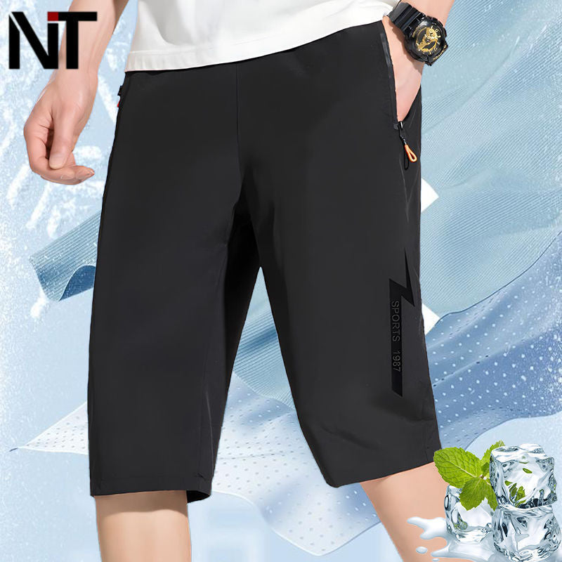 👖🏃♂️【M-5XL】2025 nové pánske ľadové hodvábne vysoko elastické šortky pre voľný čas, rýchloschnúce, pohodlné a priedušné