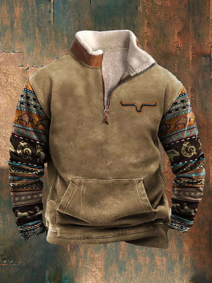 👕【Reducere 50%】【S-4XL】Pulover bărbătesc călduros cu mânecă lungă și imprimare 3D, la moda toamnă-iarnă 2024 3801584
