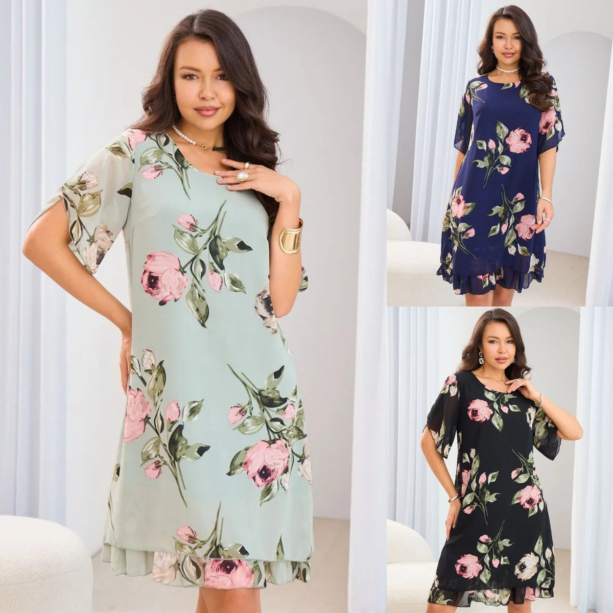 💐【S-5XL】Rochie elegantă cu imprimeu
