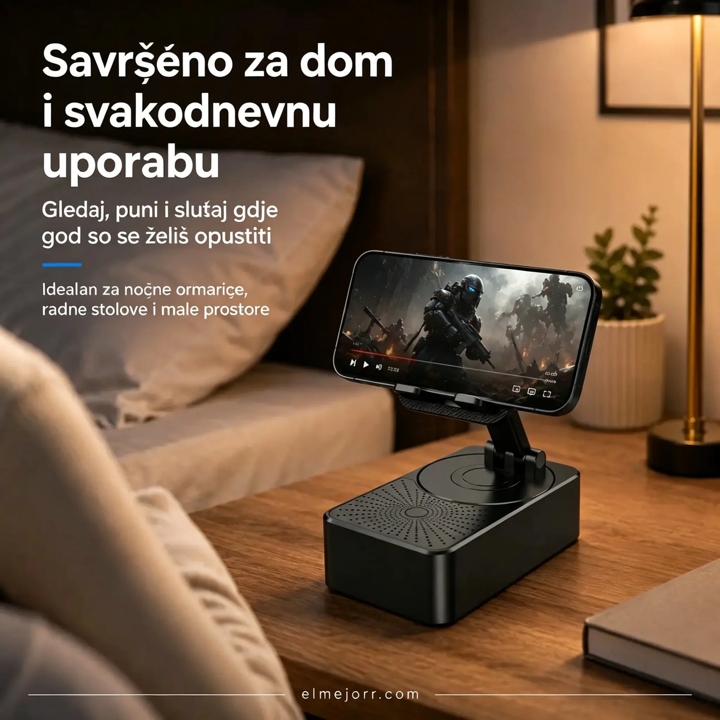 🔥 3 u 1: Bluetooth zvučnik + punjač + 360° stalak za mobitel 📱🔊⚡