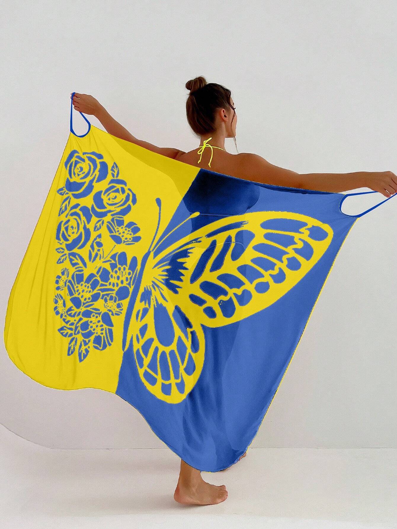 ✨【Nuevo producto con descuento】🦋🦋Nuevo traje de baño playero de gasa con estampado de mariposas para mujer 2025