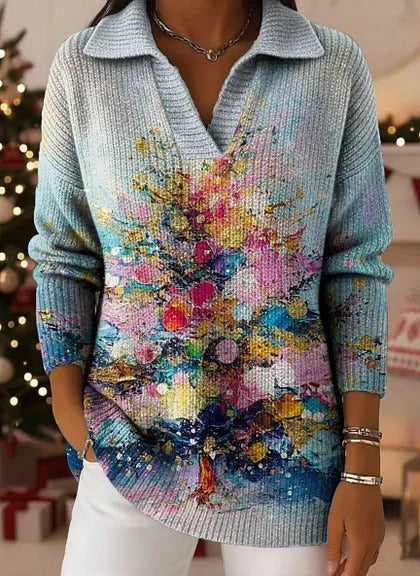 🔥【S-5XL】Pletený sveter s golierom a gradientným vzorom Dreamy Starly Sky