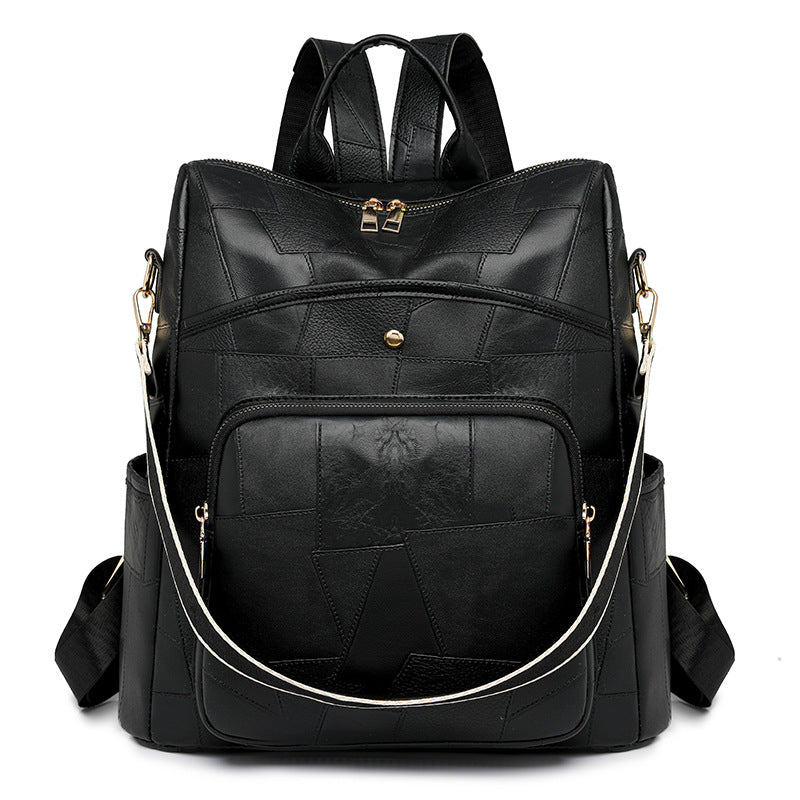 👛🌟Mochila de piel de gran capacidad, diseño a cuadros