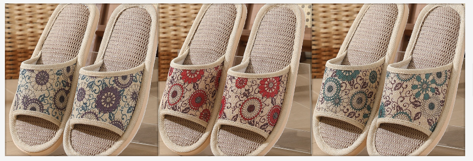 🎀【3 pares】【37-40】2025 nuevas zapatillas de algodón y lino para mujer, zapatillas para todas las estaciones